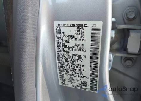 2001 Nissan Frontier Se-V6 из США, поврежденный, VIN 1N6ED27T61C310477